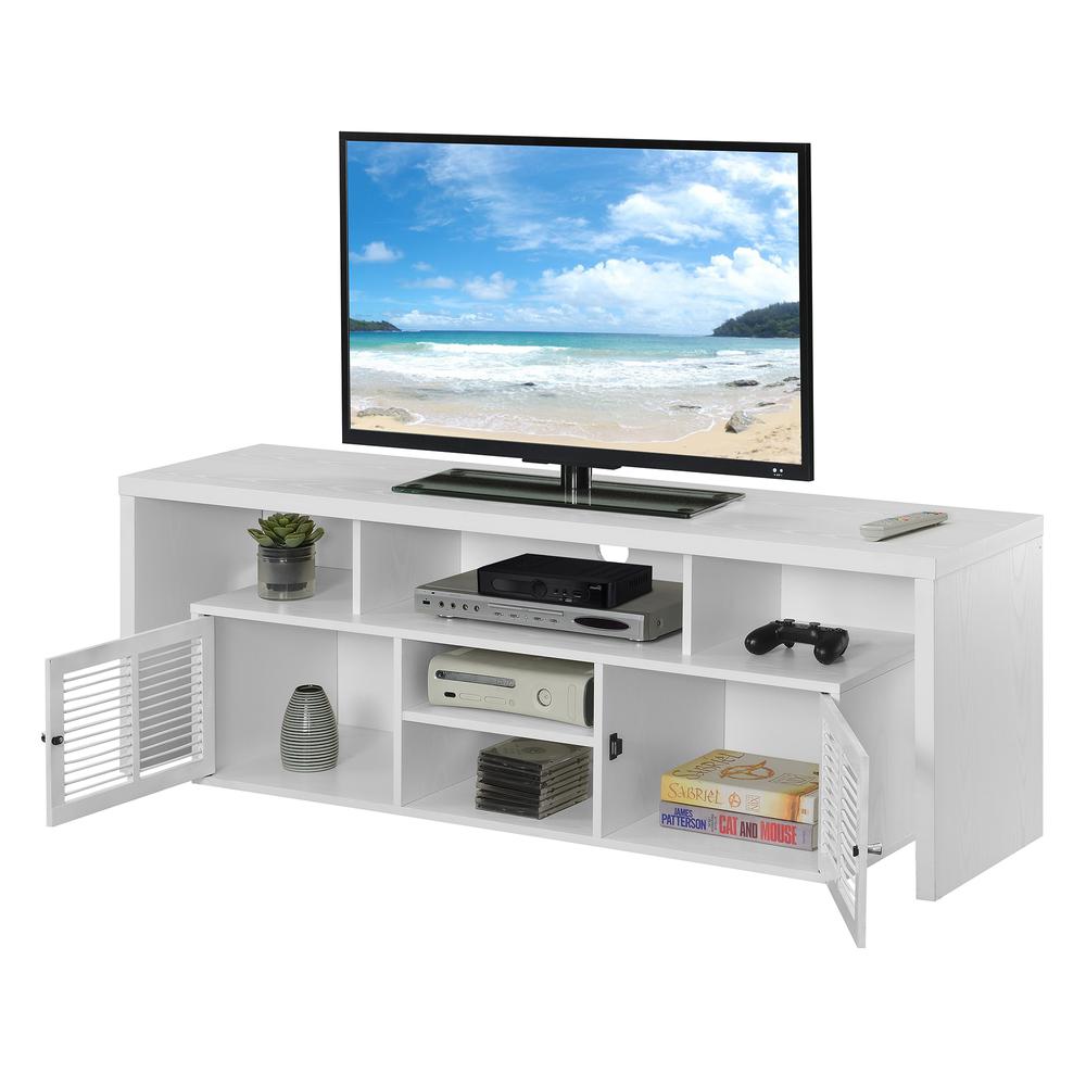 Lexington 60 inch TV Stand with Storage Cabinets and Shelves - White. Picture 4