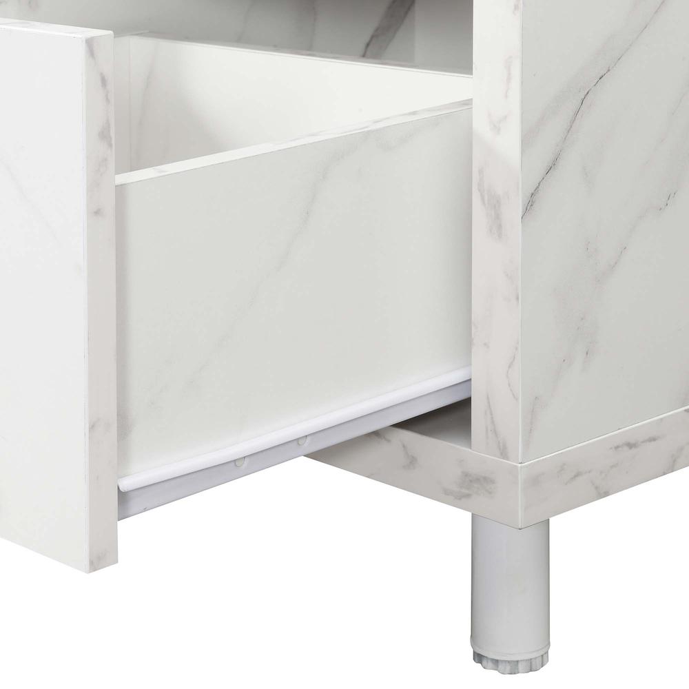Seal II 1 Drawer 60 inch TV Stand with Shelves, White Faux Marble. Picture 4