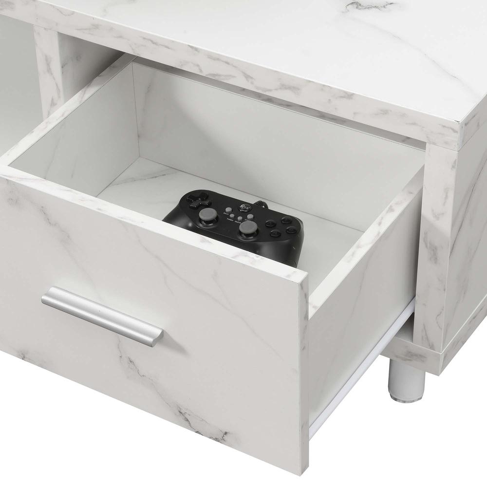 Seal II 1 Drawer 60 inch TV Stand with Shelves, White Faux Marble. Picture 3