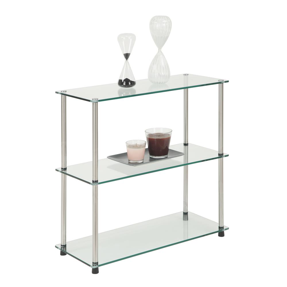 Designs2Go Classic Glass 3 Shelf Bookcase. Picture 1