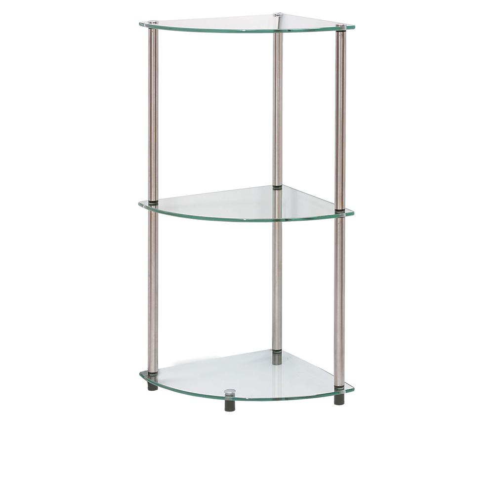 Designs2Go Classic Glass 3 Tier Corner Shelf. Picture 1