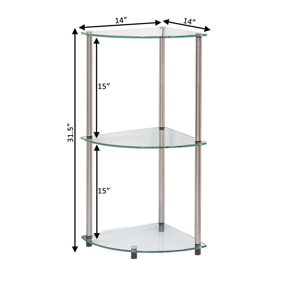 Designs2Go Classic Glass 3 Tier Corner Shelf. Picture 5