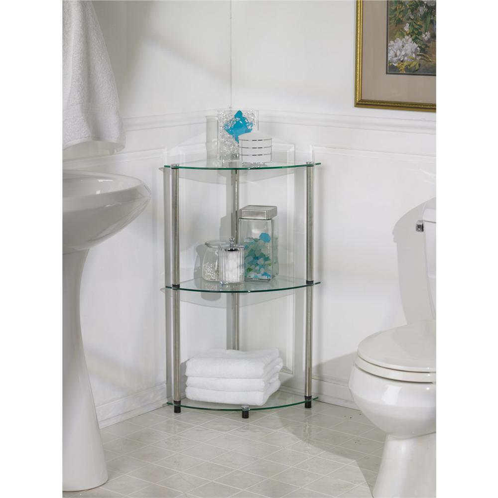 Designs2Go Classic Glass 3 Tier Corner Shelf. Picture 4