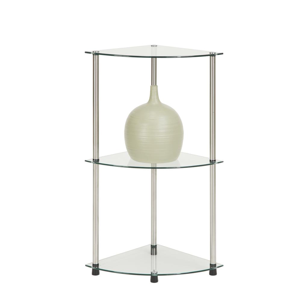 Designs2Go Classic Glass 3 Tier Corner Shelf. Picture 2