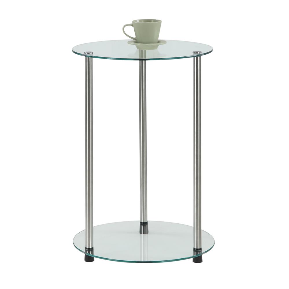 Designs2Go Classic Glass 2 Tier Round End Table. Picture 1