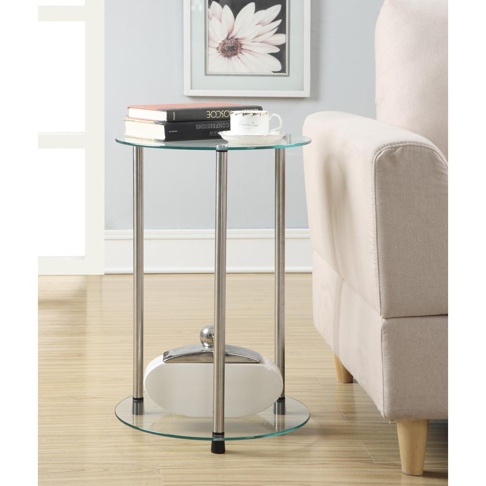 Designs2Go Classic Glass 2 Tier Round End Table. Picture 3
