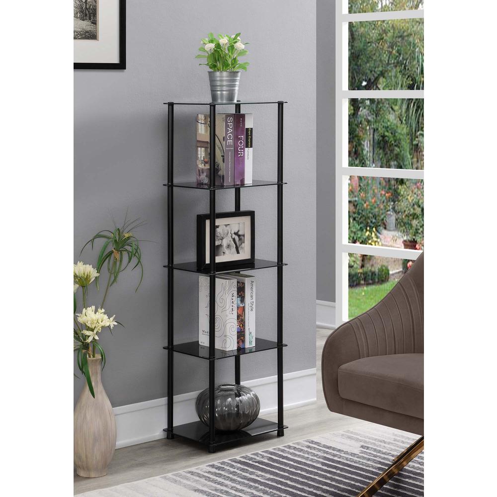 Designs2Go Classic Glass 5 Tier Tower, Black Glass. Picture 1