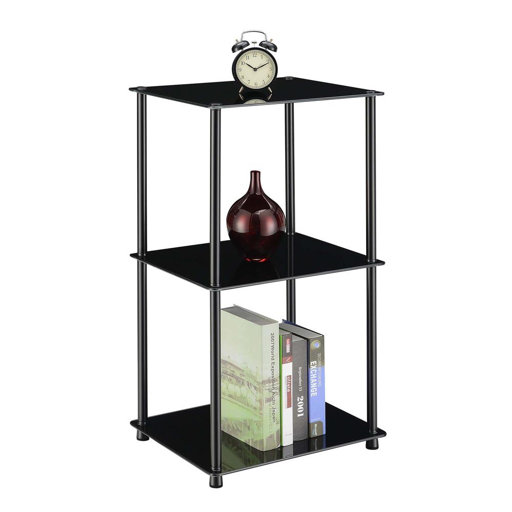 Designs2Go Classic Glass 3 Shelf Bookcase, Black Glass. Picture 2