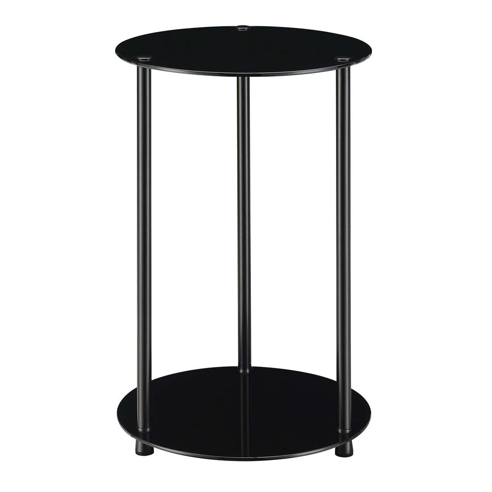 Designs2Go Classic Glass 2 Tier Round End Table, Black Glass. Picture 3