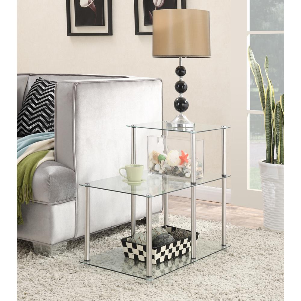 Designs2Go Classic Glass 3 Tier Step End Table. Picture 2