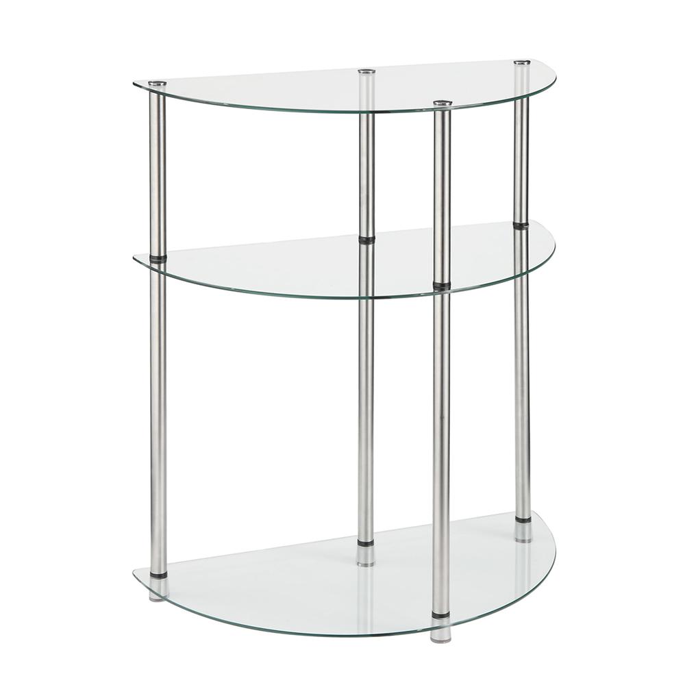 Classic Glass 3 Tier Half-Circle Entryway Hall Table. Picture 1
