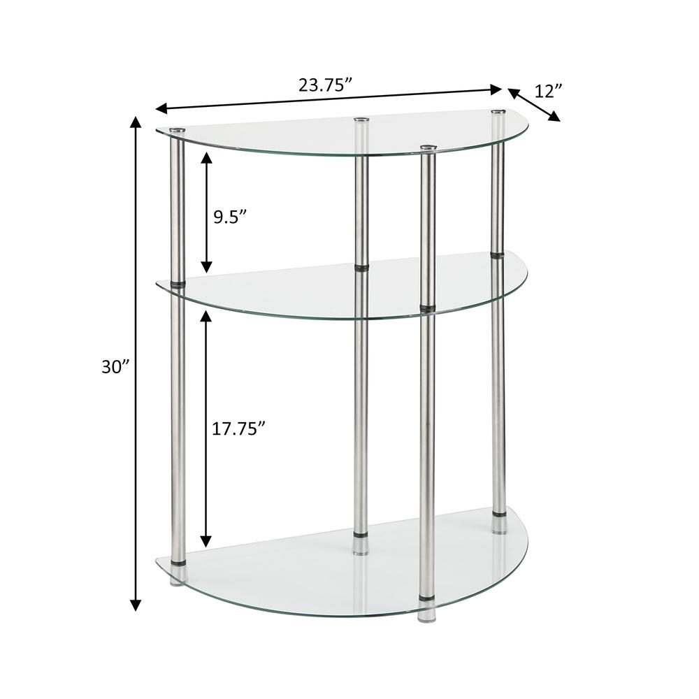 Classic Glass 3 Tier Half-Circle Entryway Hall Table. Picture 13