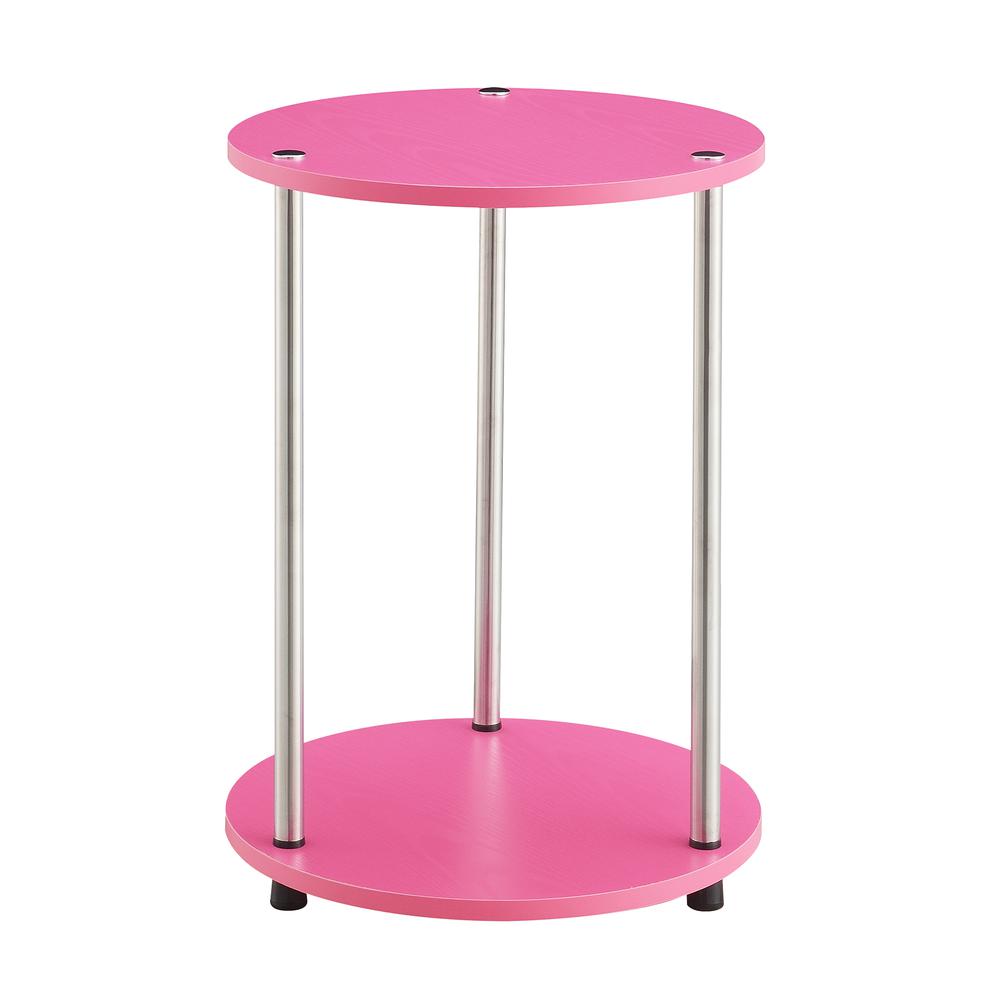 Designs2Go No Tools 2 Tier Round End Table, Pink. The main picture.