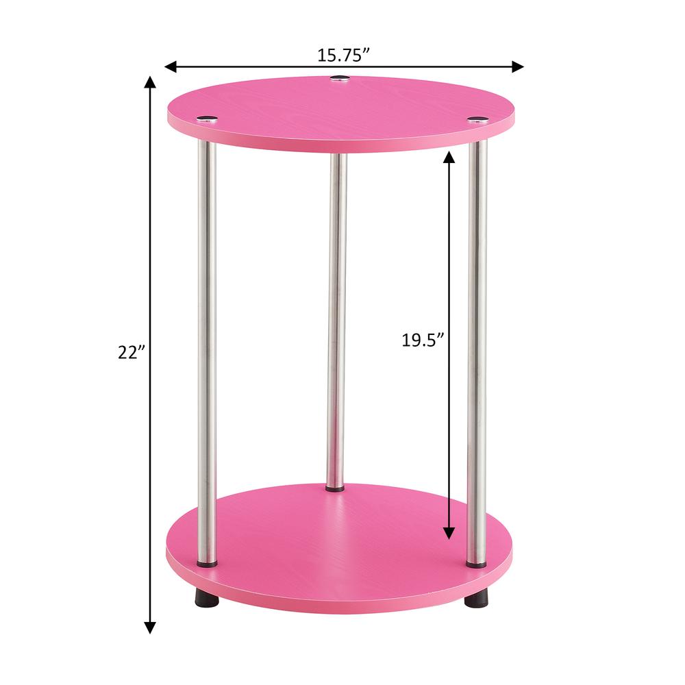 Designs2Go No Tools 2 Tier Round End Table, Pink. Picture 4