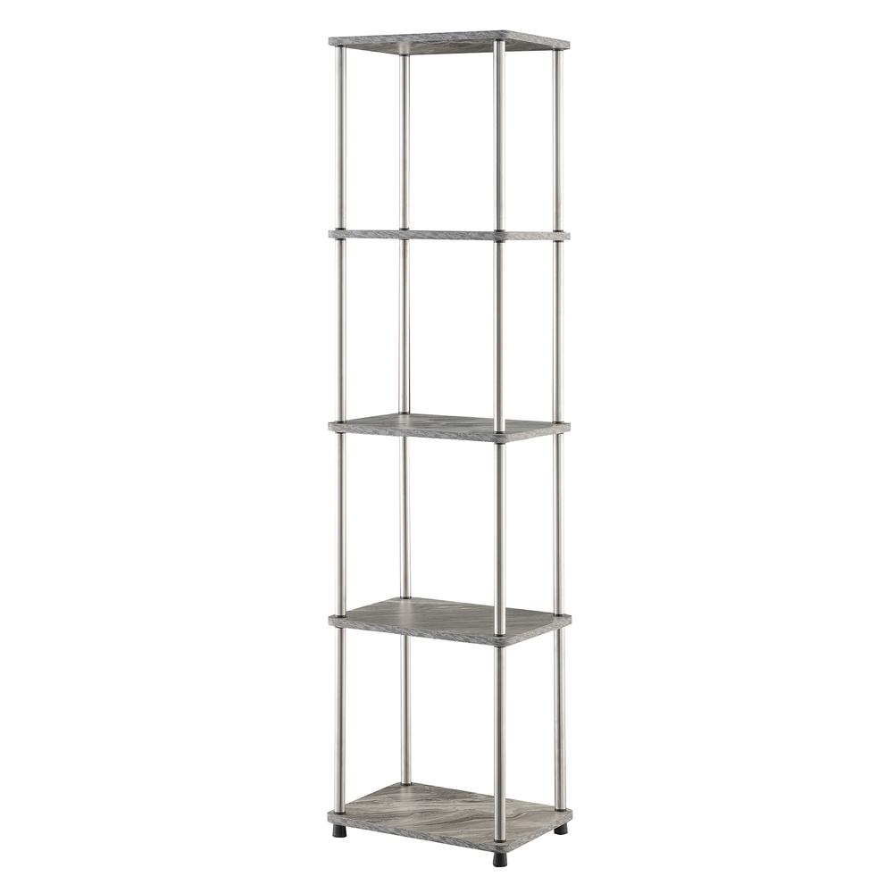 Designs2Go No Tools 5 Tier Tower, Faux Gray Marble/Chrome. Picture 1