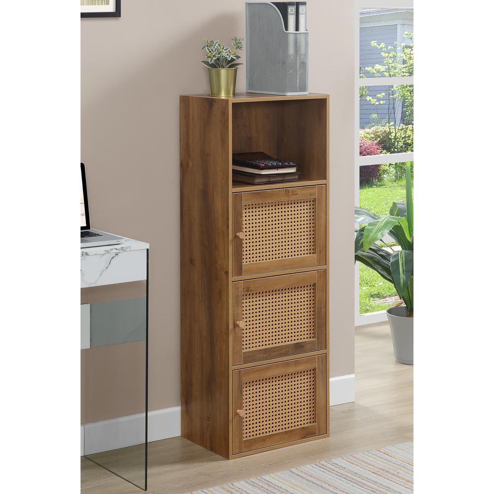 Xtra Storage Weave 3 Door Cabinet with Shelf, Brown. Picture 3