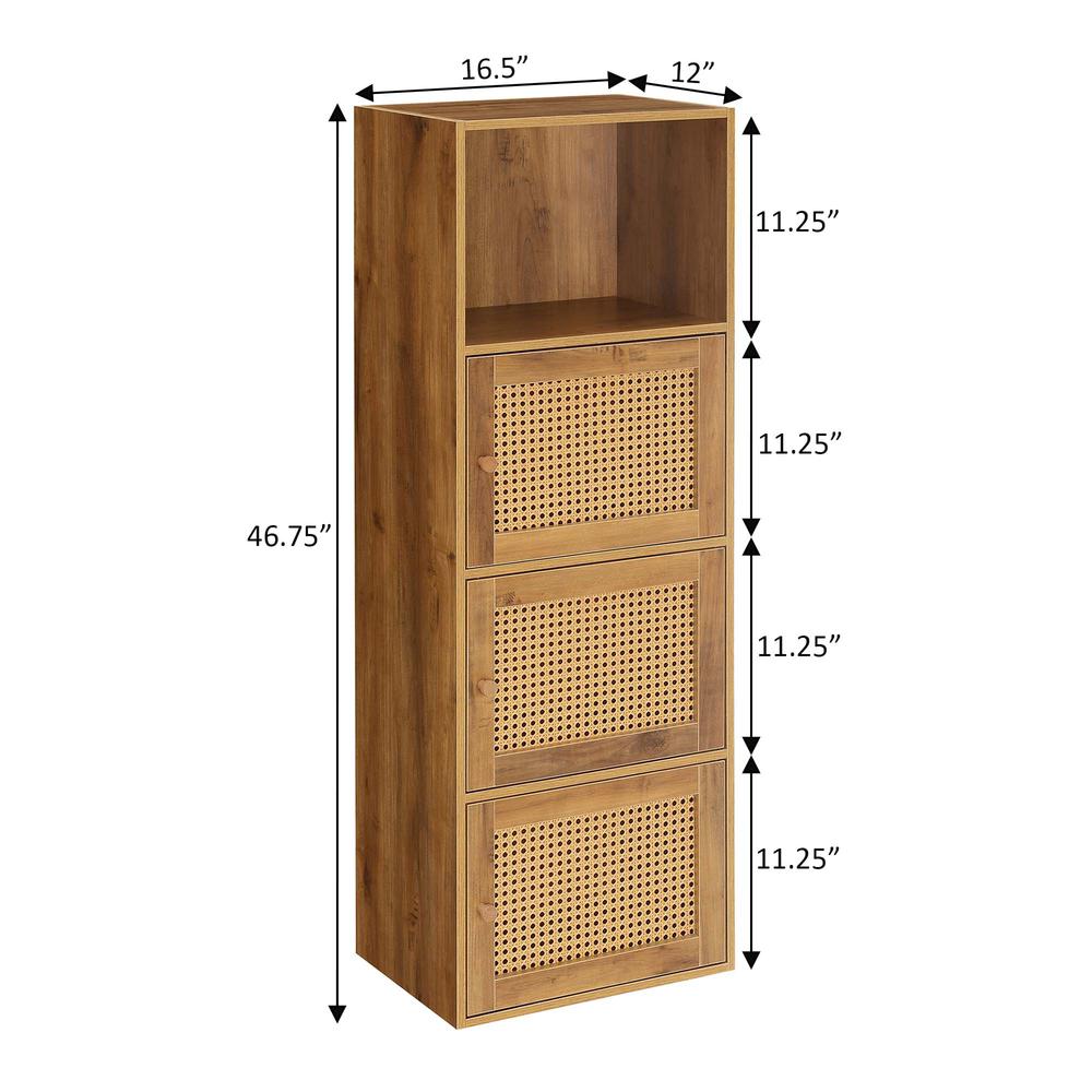 Xtra Storage Weave 3 Door Cabinet with Shelf, Brown. Picture 7