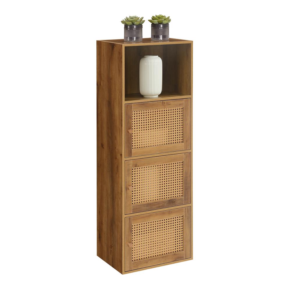 Xtra Storage Weave 3 Door Cabinet with Shelf, Brown. Picture 2