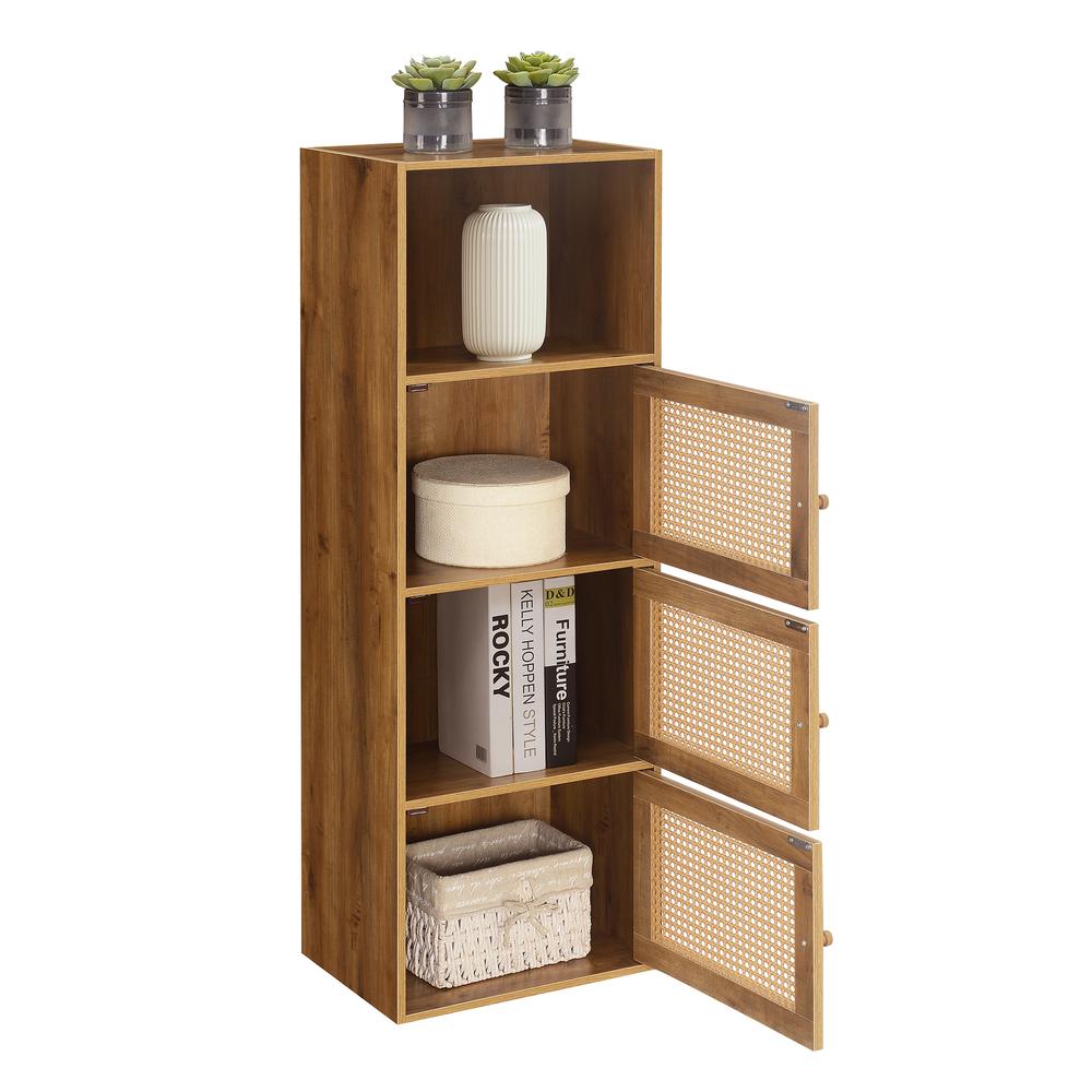 Xtra Storage Weave 3 Door Cabinet with Shelf, Brown. Picture 4