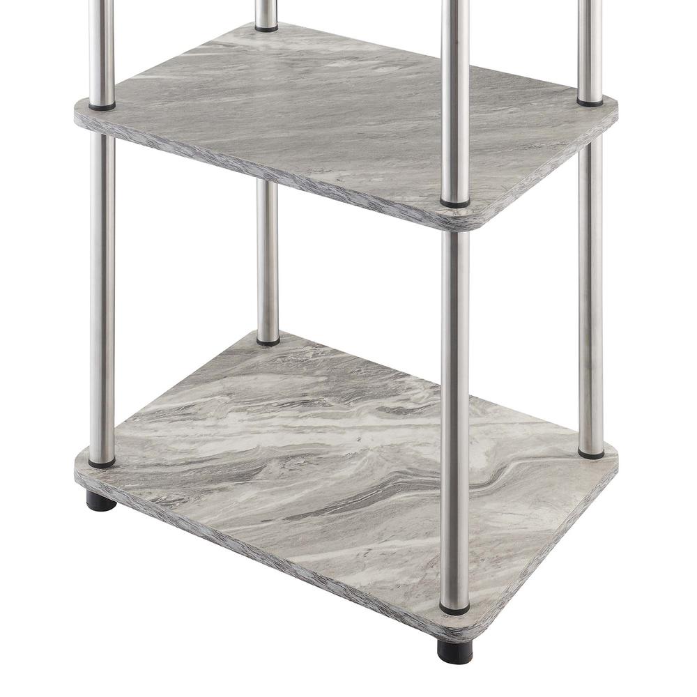 Designs2Go No Tools 3 Tier End Table, Faux Gray Marble/Chrome. Picture 2