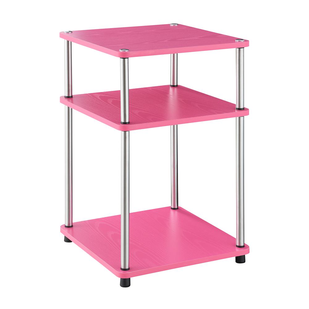 Designs2Go No Tools 3 Tier End Table, Pink. Picture 1