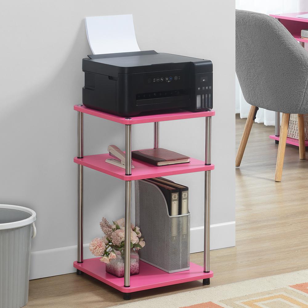Designs2Go No Tools 3 Tier End Table, Pink. Picture 3