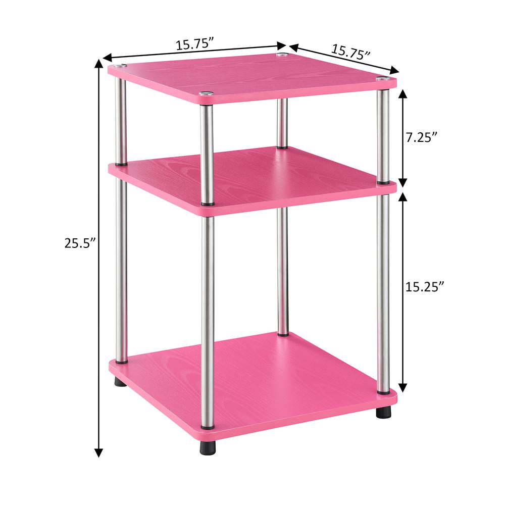 Designs2Go No Tools 3 Tier End Table, Pink. Picture 4