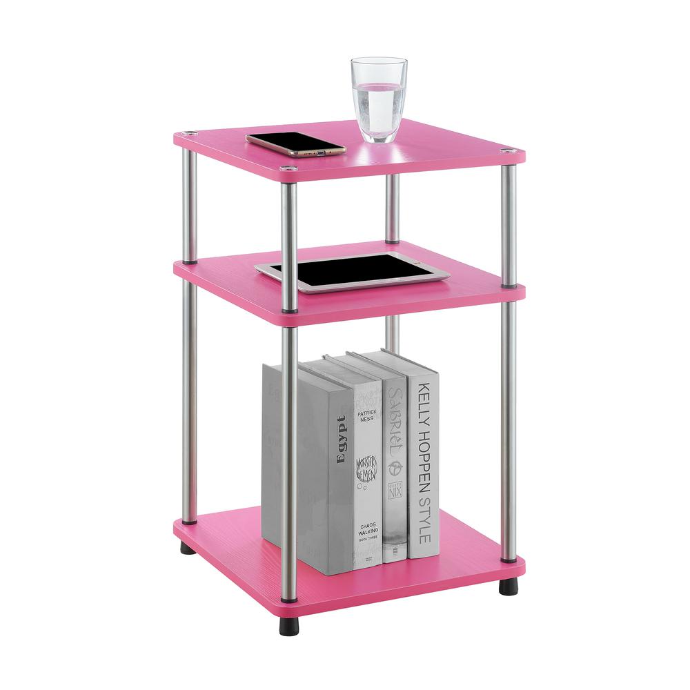 Designs2Go No Tools 3 Tier End Table, Pink. Picture 2