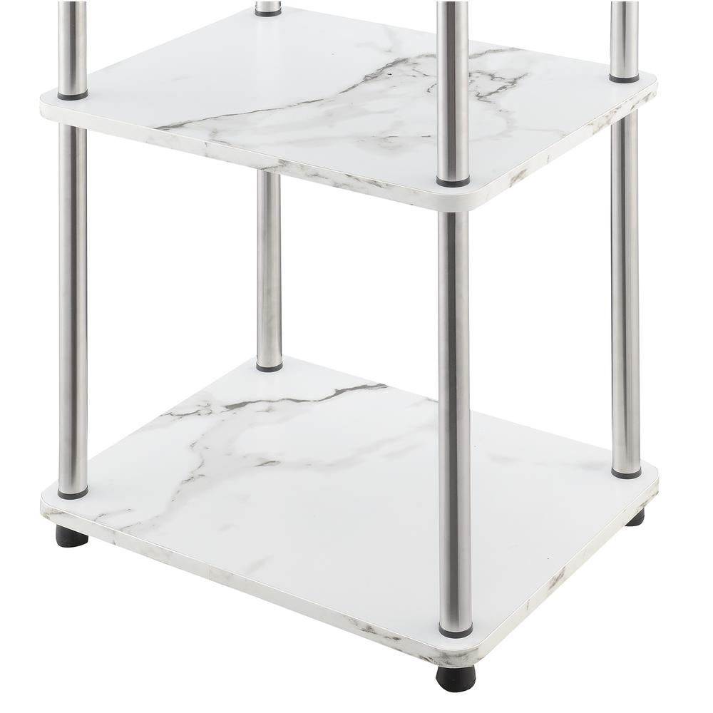 Designs2Go No Tools 3 Tier End Table, Faux White Marble/Chrome. Picture 2