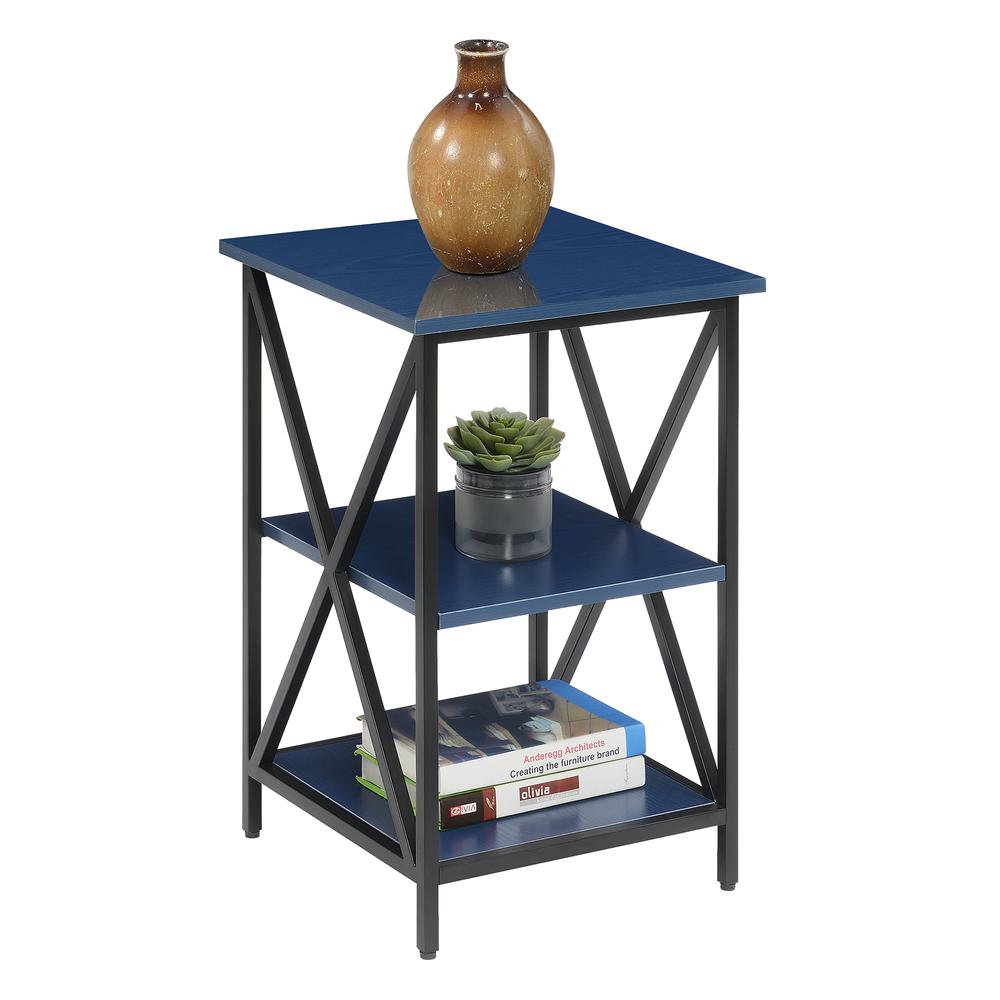 Tucson End Table with Shelves, Cobalt Blue/Black. Picture 1