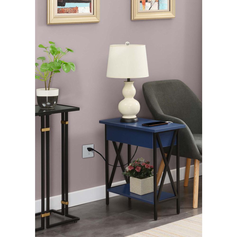 Tucson Flip Top End Table with Charging Station and Shelf. Picture 5