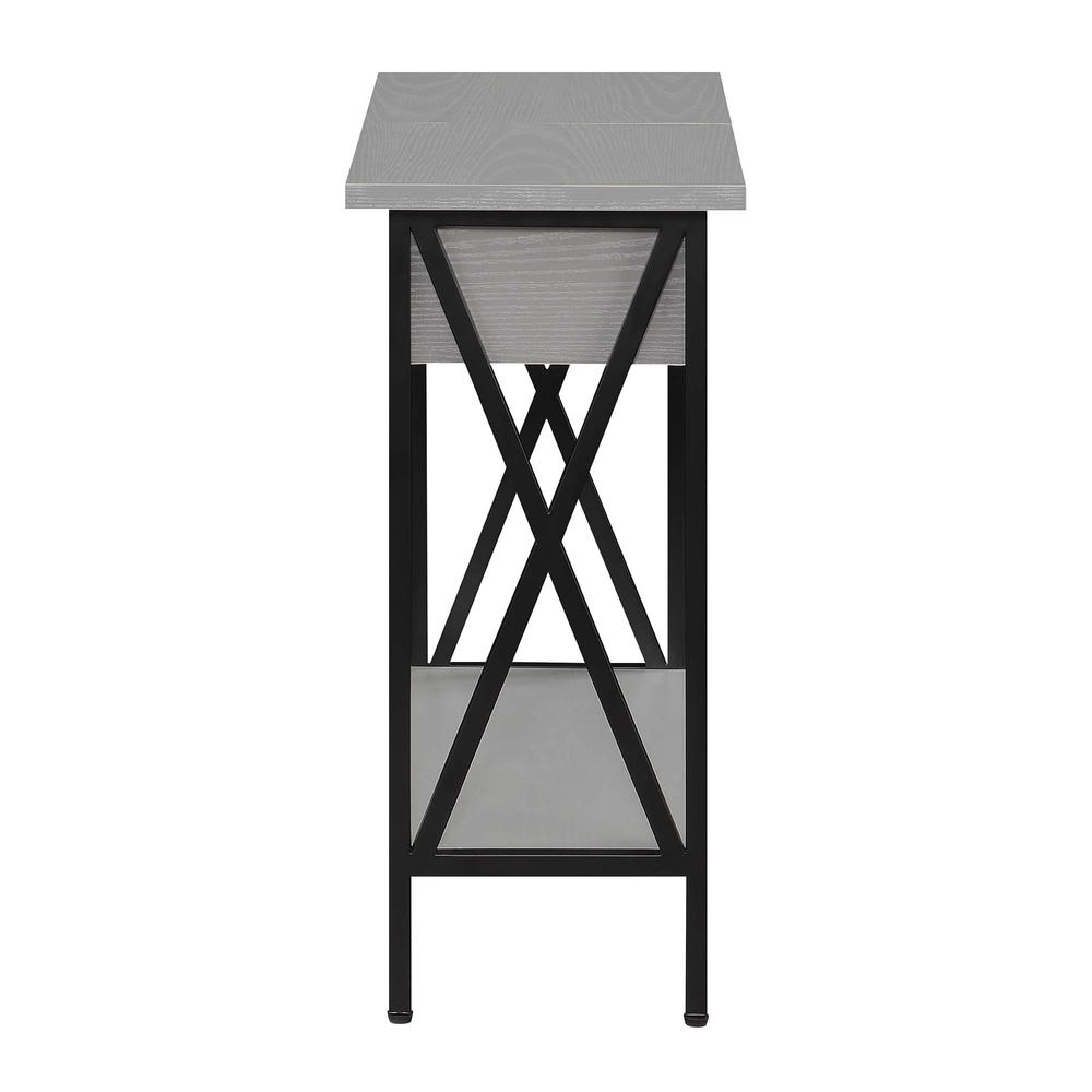 Tucson Flip Top End Table with Charging Station and Shelf in Gray/Black. Picture 2