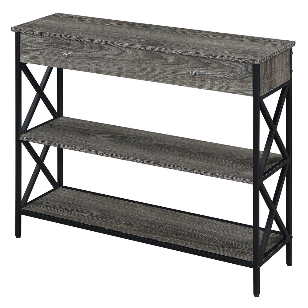 Tucson 1 Drawer Console Table, Weathered Gray/Black. Picture 1