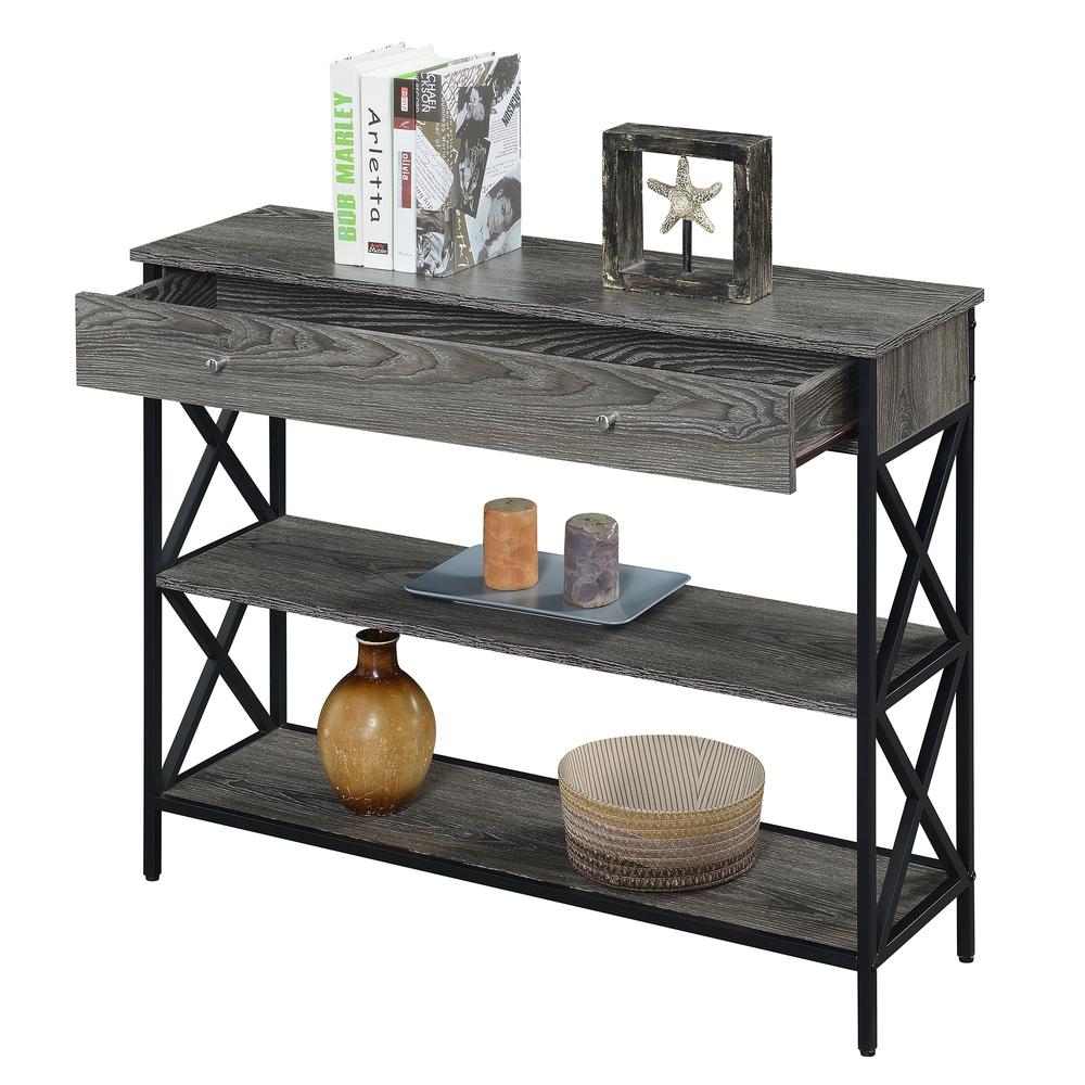Tucson 1 Drawer Console Table, Weathered Gray/Black. Picture 2