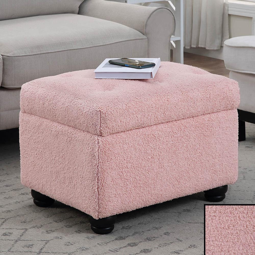 Designs4Comfort 5th Avenue Sherpa Storage Ottoman, Pink. Picture 3