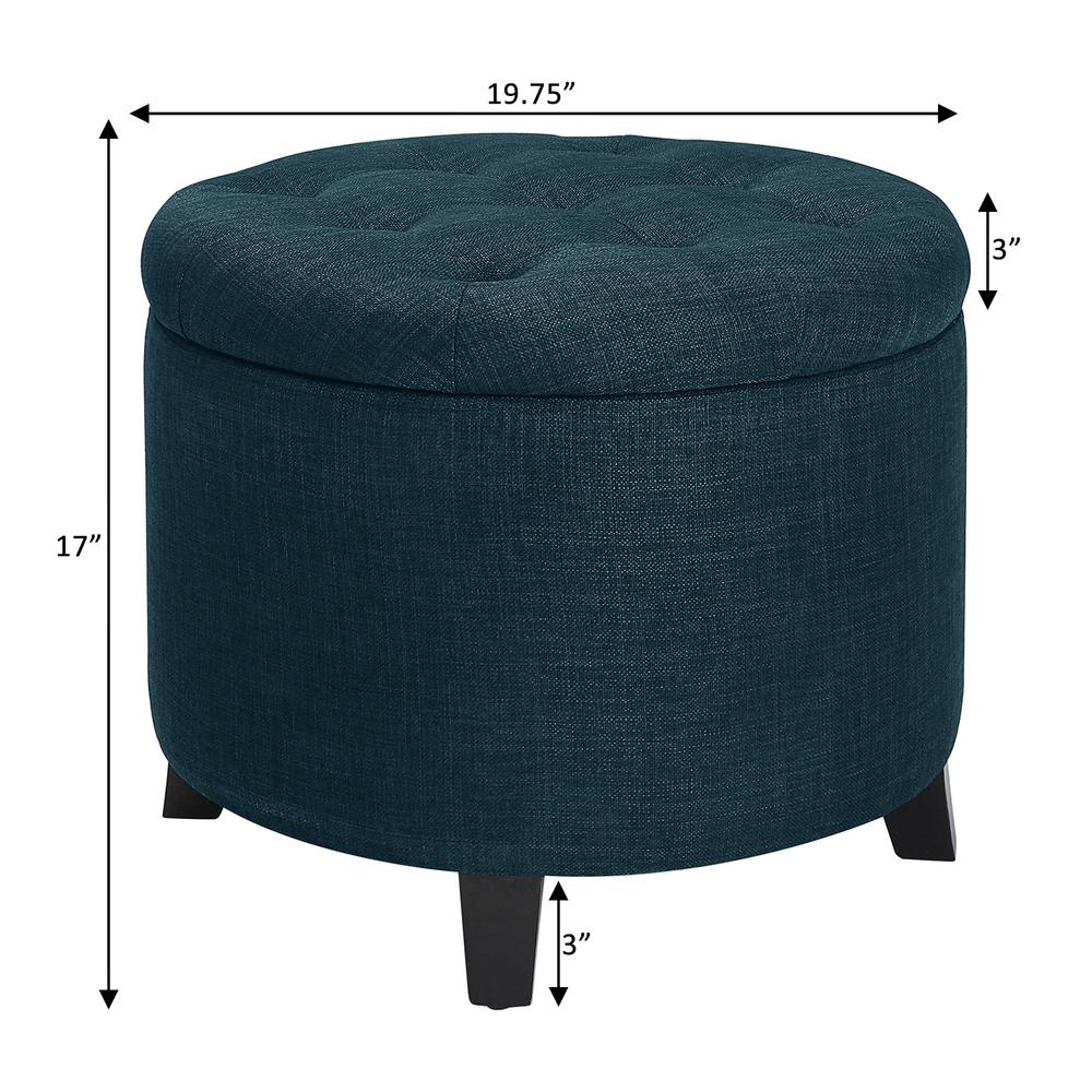 Designs4Comfort Round Storage Ottoman, Blue. Picture 5