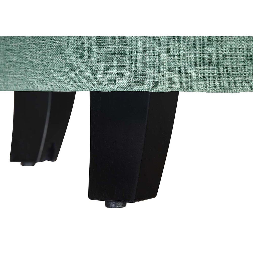 Designs4Comfort Round Storage Ottoman, Green Faux Linen. Picture 4