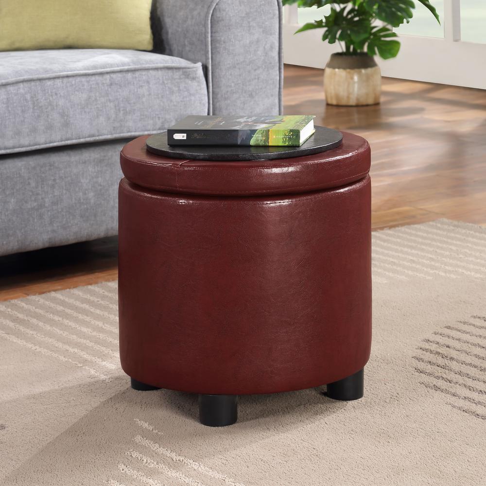 Designs 4 Comfort Round Accent Storage Ottoman with Reversible Tray Lid. Picture 2