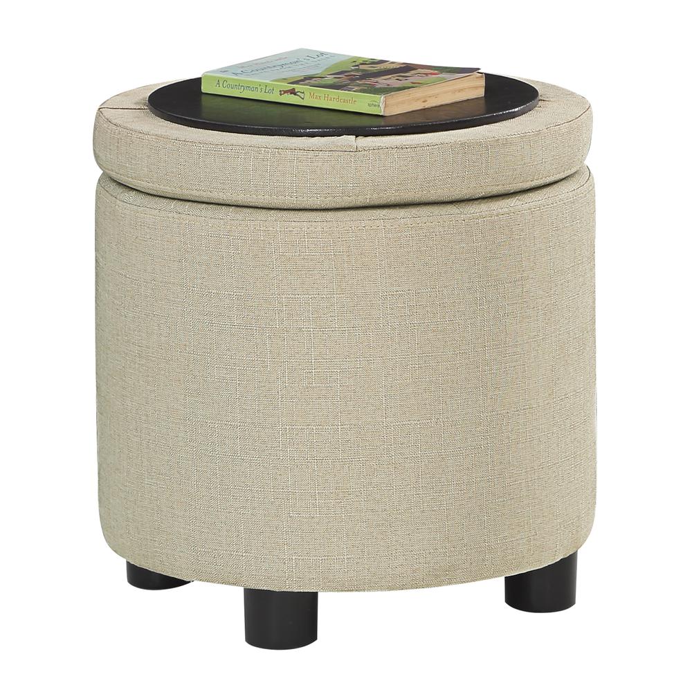 Designs 4 Comfort Round Accent Storage Ottoman with Reversible Tray Lid. Picture 3