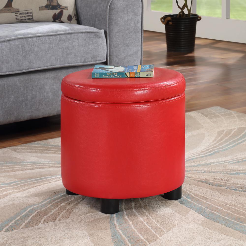 Designs 4 Comfort Round Accent Storage Ottoman with Reversible Tray Lid. Picture 2