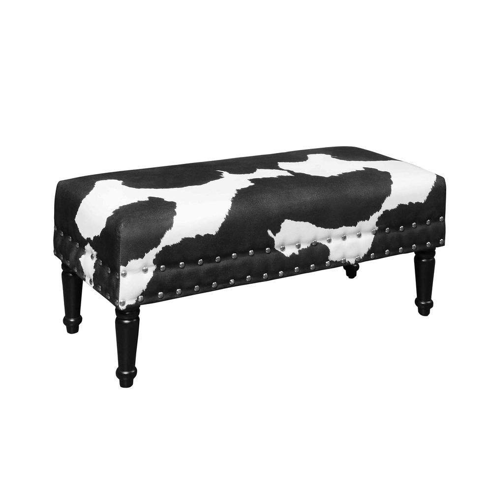 Designs4Comfort Faux Cowhide Bench with Nailheads. Picture 4