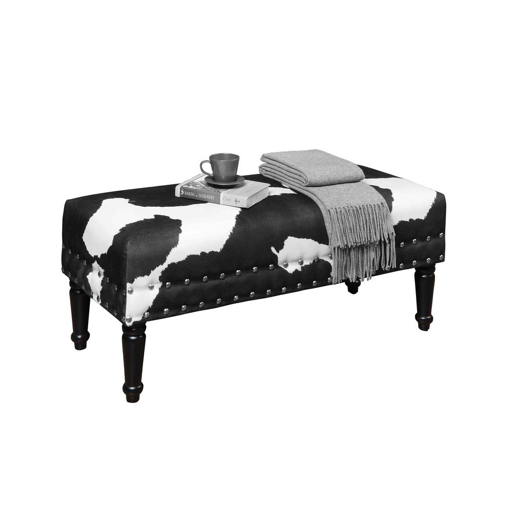 Designs4Comfort Faux Cowhide Bench with Nailheads. Picture 3
