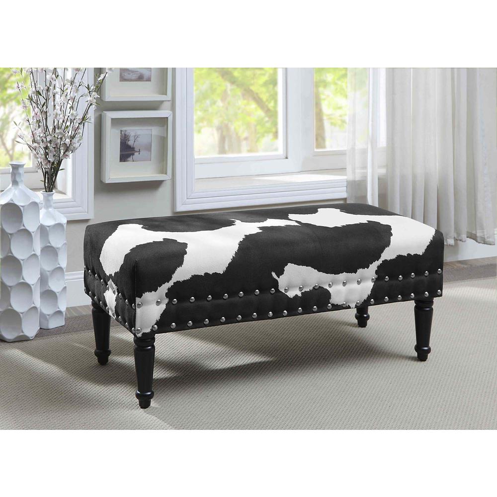 Designs4Comfort Faux Cowhide Bench with Nailheads. Picture 2