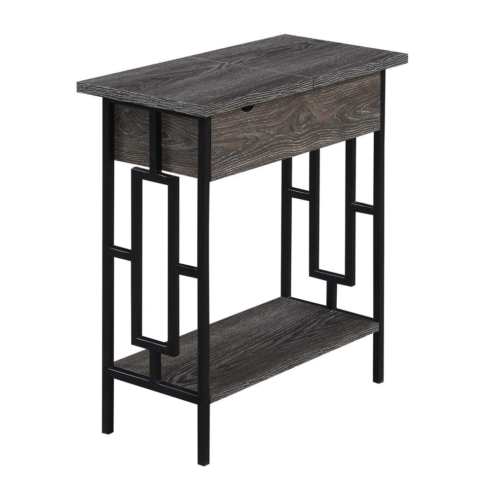 Town Square Flip Top End Table with Charging Station and Shelf. Picture 1