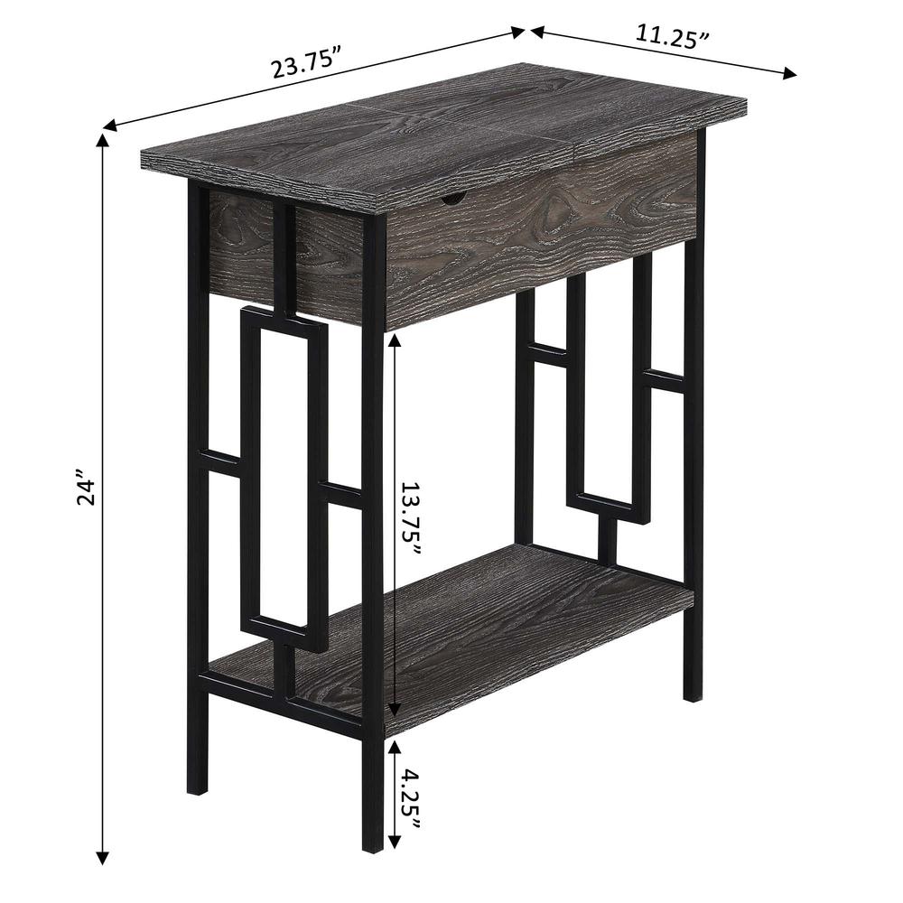 Town Square Flip Top End Table with Charging Station and Shelf. Picture 7