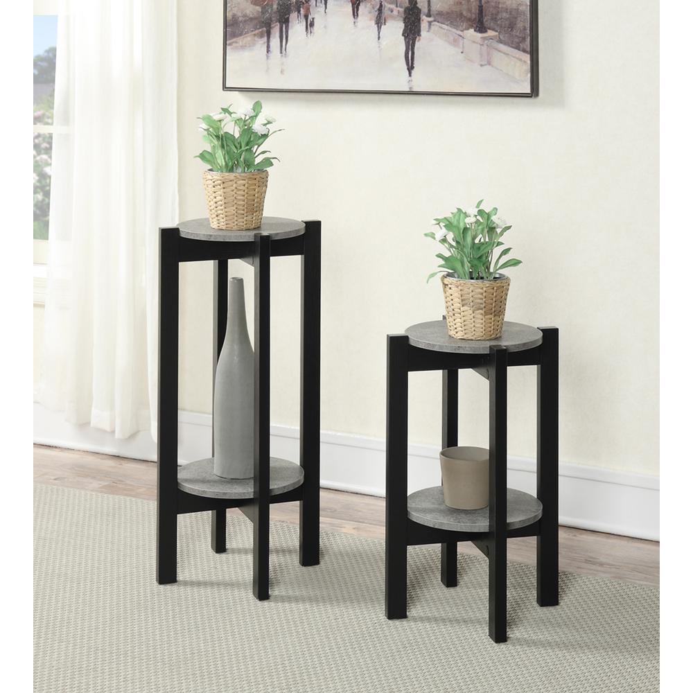 Newport Deluxe 2 Tier Plant Stand Faux Cement/Black. Picture 4