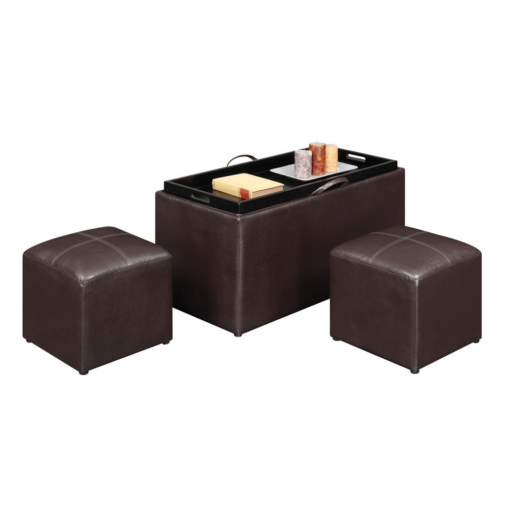 Comfort Sheridan Storage Ottoman with Reversible Tray and 2 Side Ottomans. Picture 17