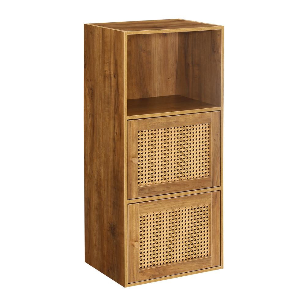 Xtra Storage Weave 3 Door Cabinet with Shelf, Brown. Picture 1