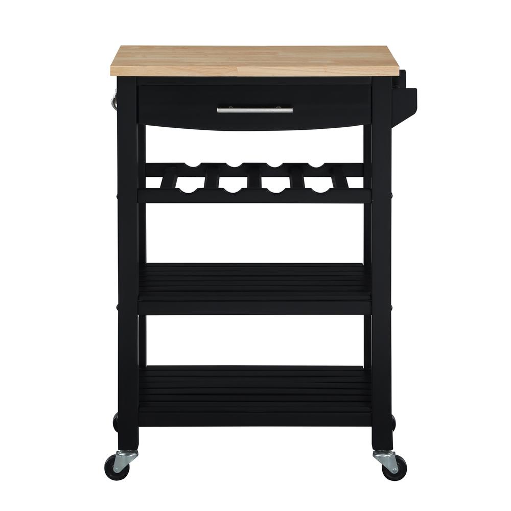 Ellaine 4 Tier Butcher Block Kitchen Cart with Drawer and Wine Rack. Picture 10