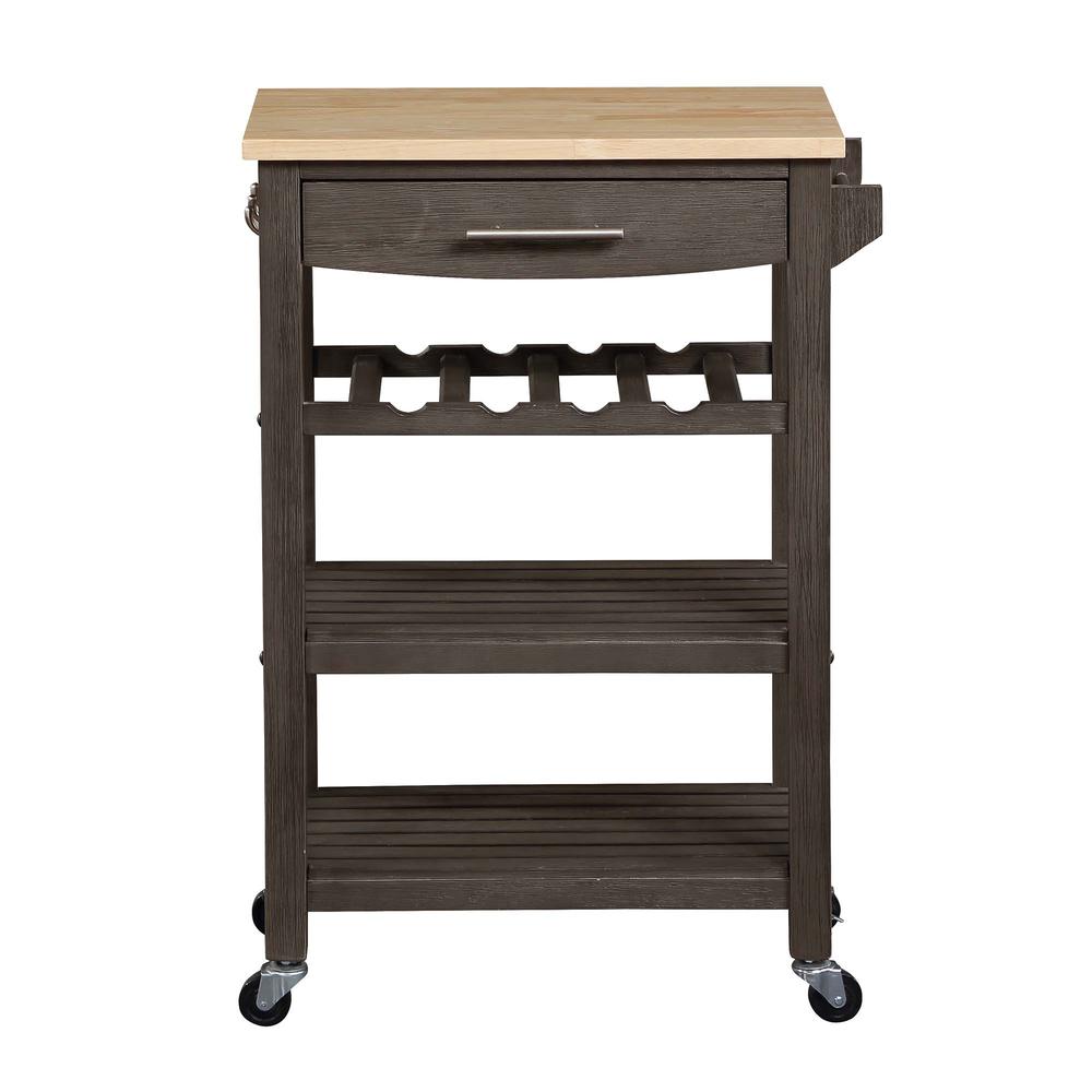 Ellaine 4 Tier Butcher Block Kitchen Cart with Drawer and Wine Rack. Picture 10